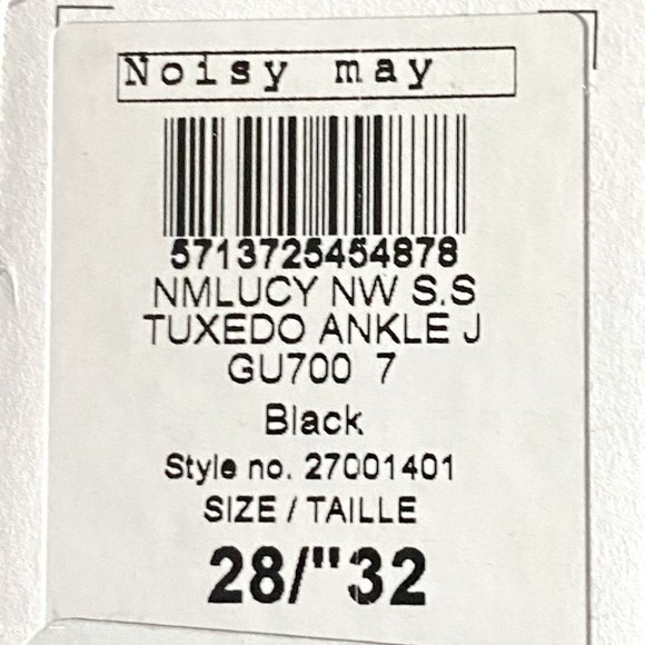 Noisy May Lucy Super Slim Skinny Leg Black Denim/Silver Stripes Size 28 NWT - Picture 7 of 8